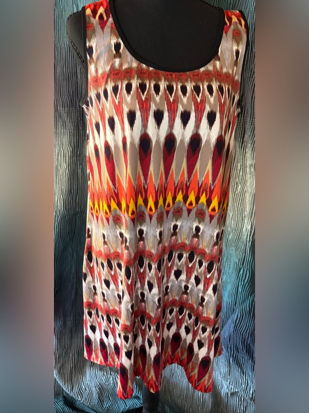 new directions Sleeveless Dress in Ikat Print
